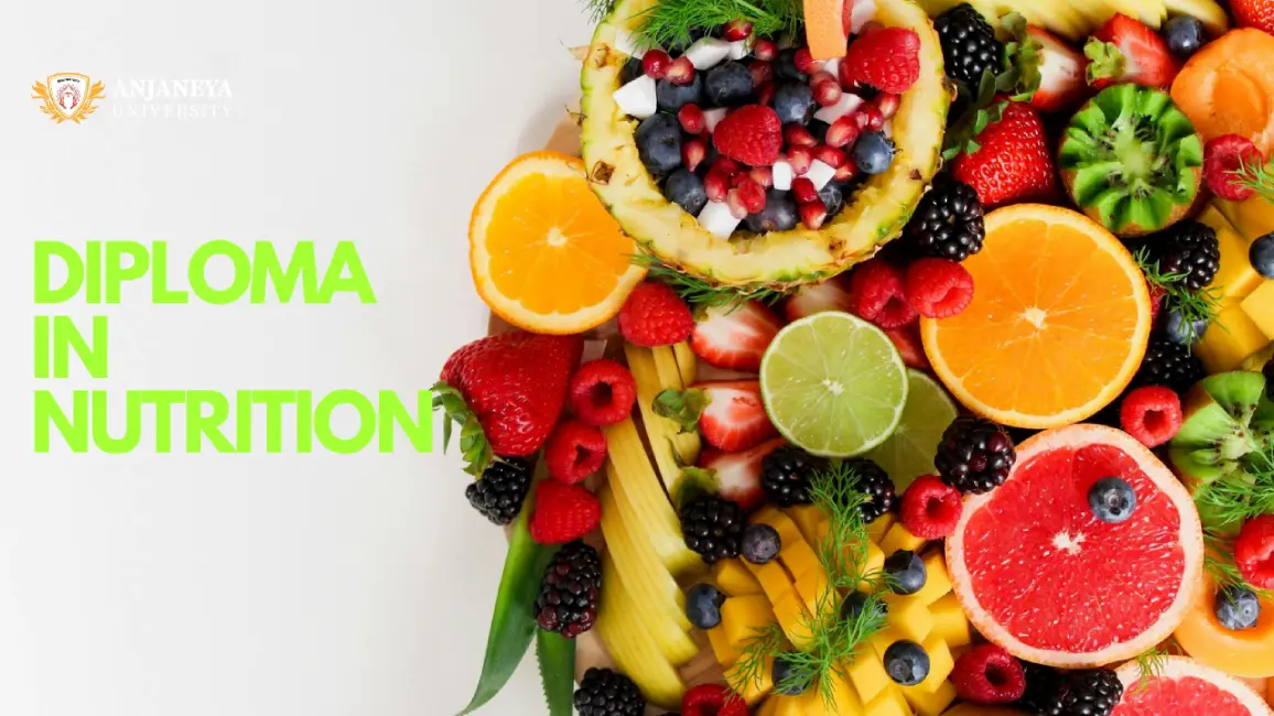 Diploma in Nutrition course banner with fresh fruits and healthy food visuals