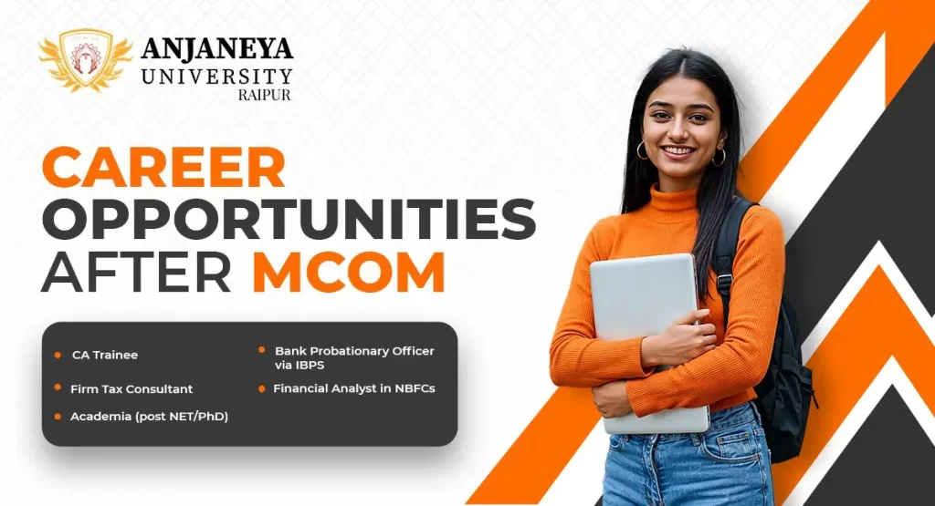 Career opportunities after MCom at Anjaneya University Raipur showing student with course options
